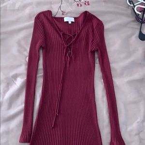 Kendall&kylie Lace front long sleeve dress